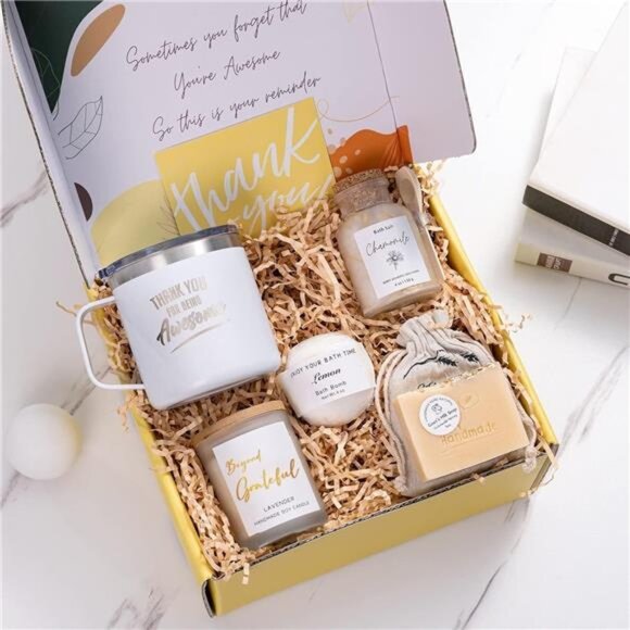 Thank You Gift Box – 7-Piece Appreciation Set with Tumbler, Candle & Bath Essent - Picture 2 of 8